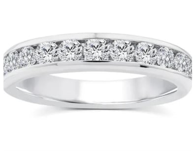 9K WHITE GOLD 0.75CT F VS LAB DIAMOND CHANNEL SET ...
