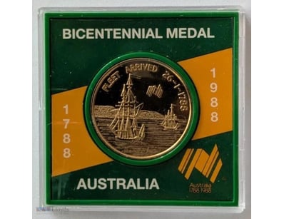 BICENTENNIAL MEDAL AUSTRALIA 1788-1988-GOLD PLATED...