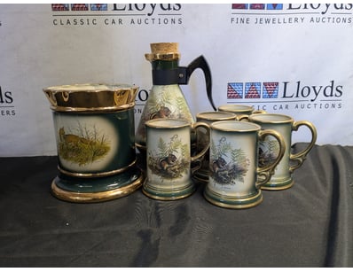 LIMOGES PORCELAIN TABLEWARE SET WITH WILDLIFE MOTI...