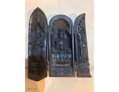 BUDDHA Portable Traveling Shrine, 2 hinged side pa...