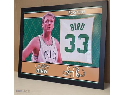 LARRY BIRD BOSTON CELTICS #33 SIGNED JERSEY FRAMED...