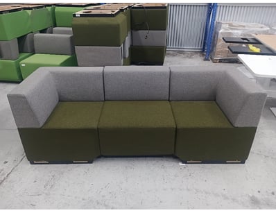 Modern modular sofa featuring a three-seater confi...