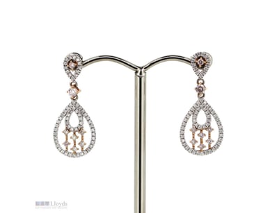 14K WHITE/ROSE GOLD, PINK DIAMOND AND DIAMOND, DRO...