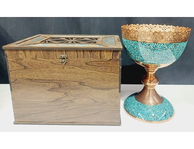 PERSIAN FIROOZEH KOOBI (TURQUOISE INLAY) PEDESTAL ...