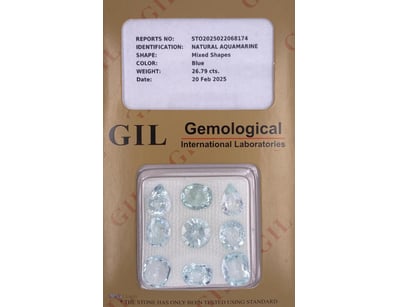 26.79CT NATURAL AQUAMARINE PARCEL – CERTIFIED BLUE...