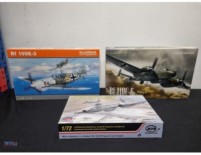 LOT OF FOUR WWII AIRCRAFT MODEL KITS - EDUARD, MFM...