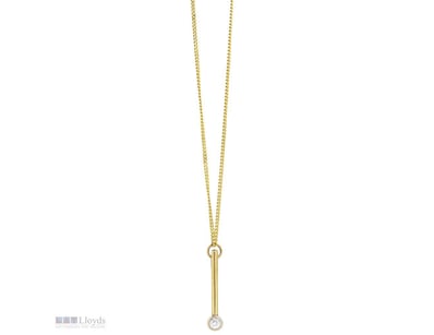 9K YELLOW GOLD AND 0.25CT DIAMANTE, PENDENT NECKLA...
