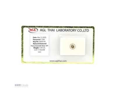 1.701CT CERTIFIED, NATURAL GREY/GREEN DIAMOND     ...