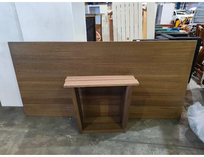 Modern timber console table featuring a two-tone d...