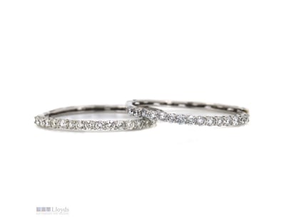 14K WHITE GOLD AND 1.47CT TDW DIAMOND, HOOP EARRIN...