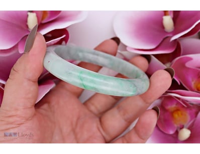 NATURAL BURMESE JADE BANGLE ON 925 SILVER - WITH C...