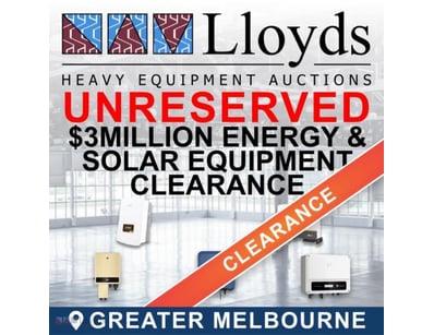 EOFY! UNRESERVED $3million ENERGY & SOLAR Equipmen...
