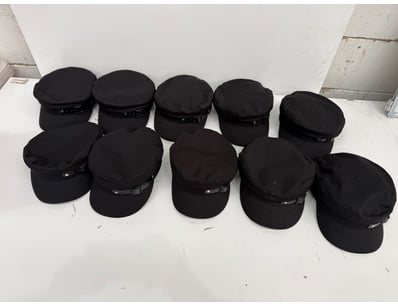 Lot of 10 black military-style Lala caps featuring...