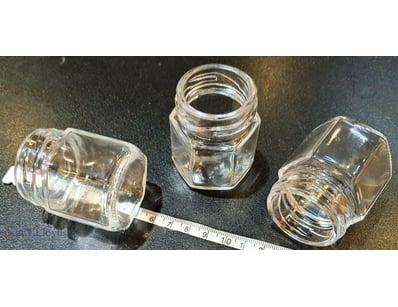 4x Boxes 45ml Mini Hexagon Glass Honey Jam Food Ja...