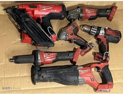 Cordless Milwaukee 18V tools. 1 x M18 FFN nailer, ...