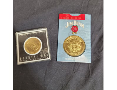 COMMEMORATIVE COINS, JIM BEAM SILVER DOLLAR, POWER...