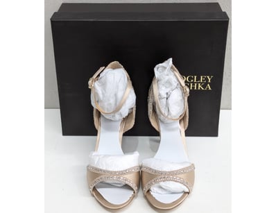 BADGLEY MISCHKA "ROXY" CHAMPAGNE SATIN EMBELLISHED...