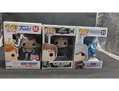 LOT OF THREE FUNKO POP VINYL FIGURES - JUDO FREDDY...