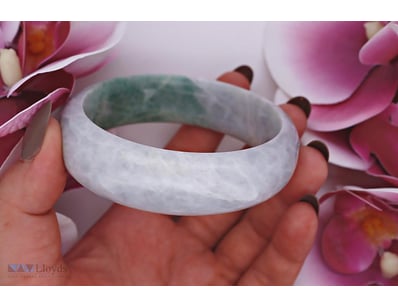 NATURAL BURMESE JADE BANGLE ON 925 SILVER - WITH C...