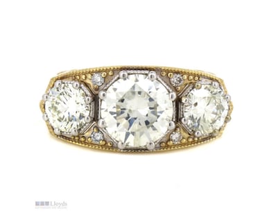 14K YELLOW/WHITE GOLD AND DIAMOND, TRILOGY RING.  ...