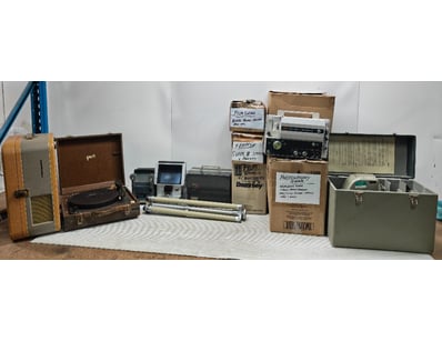 Equipment, including vintage style filmstrip proje...