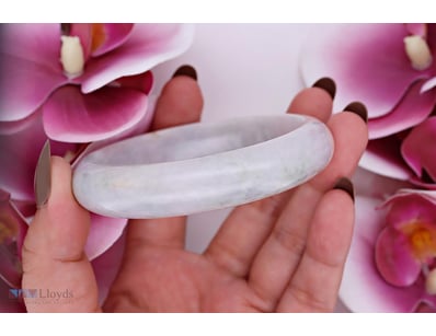 NATURAL BURMESE JADE BANGLE ON 925 SILVER - WITH C...