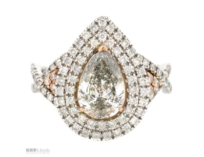 14K WHITE/ROSE GOLD AND DIAMOND, DOUBLE HALO TWIST...