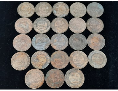 COLLECTION OF AUSTRALIAN ONE PENNY COINS.

Varie...