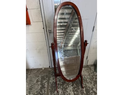 Elegant cheval mirror featuring a solid timber fra...
