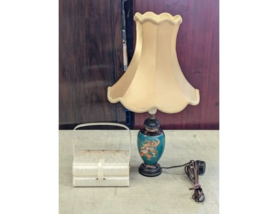 Chinese Lamp Base with New Lamp Shade, and Perspex...