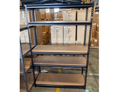 Heavy-duty steel style shelving unit with black co...