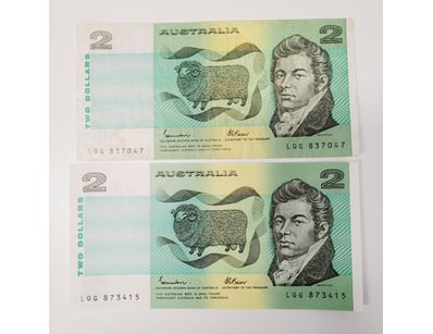 AUSTRALIAN $2 BANKNOTES, R89L (F) (AUNC) 

CV : ...