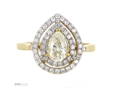 14K YELLOW GOLD AND DIAMOND, DOUBLE HALO RING.    ...