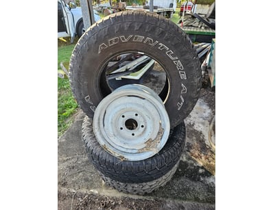Assorted tyres and tyre rim

Sold as lot

Onsite
...