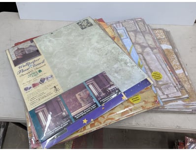 Wallpaper and floor stencils, assorted designs inc...