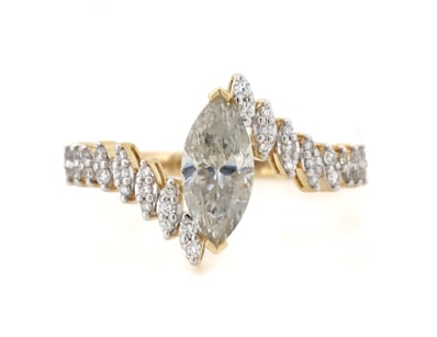 14K YELLOW GOLD AND DIAMOND, DRESS RING.      

Th...