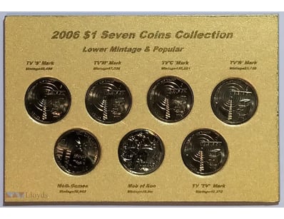 2006  SEVEN $1 COINS COLLECTION TV 5 MINTMARK & ME...