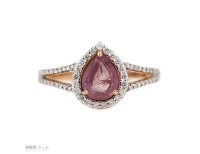 14K ROSE GOLD, PINK SAPPHIRE AND DIAMOND, HALO SPL...
