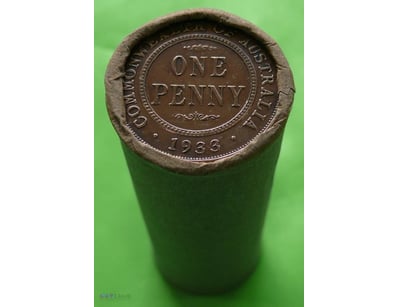 ROLL OF 1933 KGV AUSTRALIAN PENNY (50X CIRCULATED ...