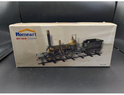 VINTAGE HOMEART BRASS AND CAST IRON LOCOMOTIVE TRA...