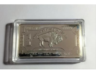 1 OUNCE GERMAN SILVER "USA BUFFALO" INGOT IN CAPSU...