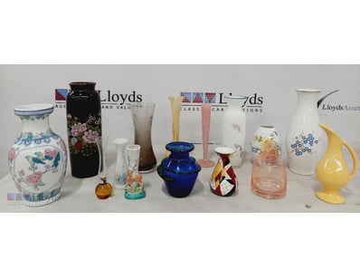ASSORTED VASES INCLUDING, JAPANESE TALL MILK VASE,...