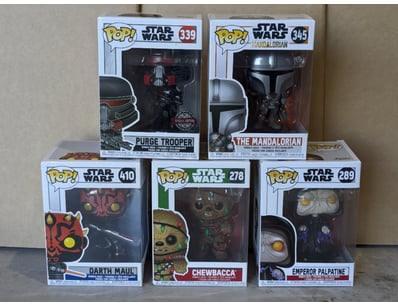 STAR WARS FUNKO POP COLLECTION - FIVE BOXED FIGURE...