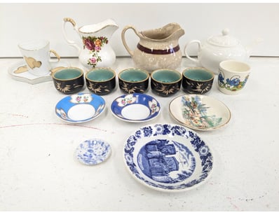 VINTAGE PORCELAIN TEA SERVICE COLLECTION WITH DECO...