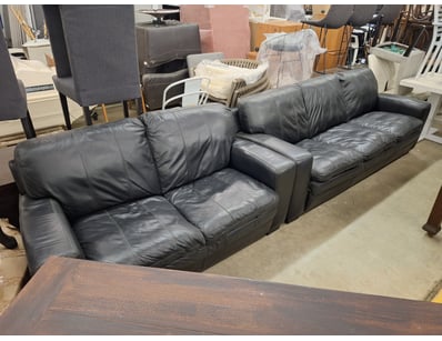 5-Seater Sofa, Leather Style, Black Finish

