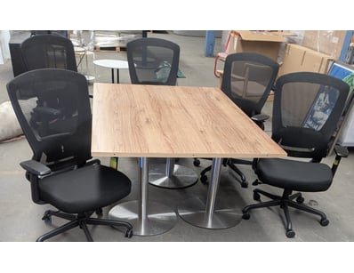 Professional meeting table set comprising a timber...