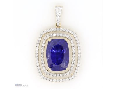 14K YELLOW GOLD, 13.93CT TANZANITE AND DIAMOND, ST...