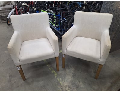 Chairs, White upholstery, Wooden Legs, Approximate...