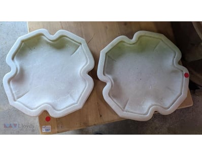 Pair of decorative stone shallow display bowls fea...