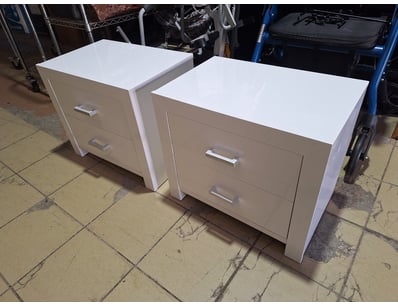 Pair Of Bedside Tables, Timber Style, White Finish...